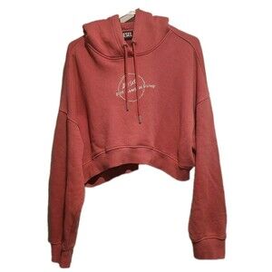 Diesel For Successful Living 100% Cotton Cropped F-Kral Hoodie Pink Size Large